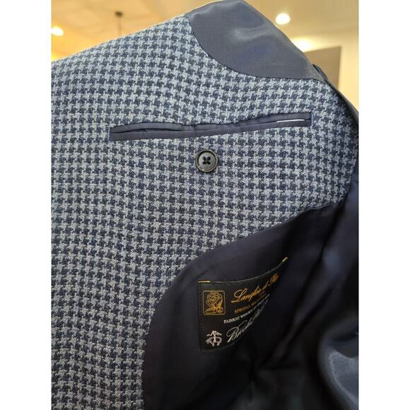 Brooks Brothers Men's Wool Regent Houndstooth Checked Blue Sports Coat Size 42L - Picture 6 of 9